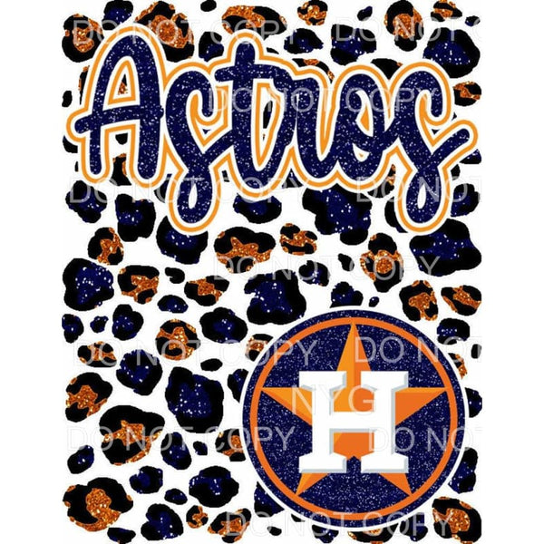 Houston Astros Baseball Blue Orange Glitter Leopard 