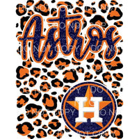 Houston Astros Baseball Glitter Blue Orange Leopard 