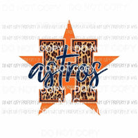 Houston Astros leopard H orange star Sublimation transfers Heat Transfer