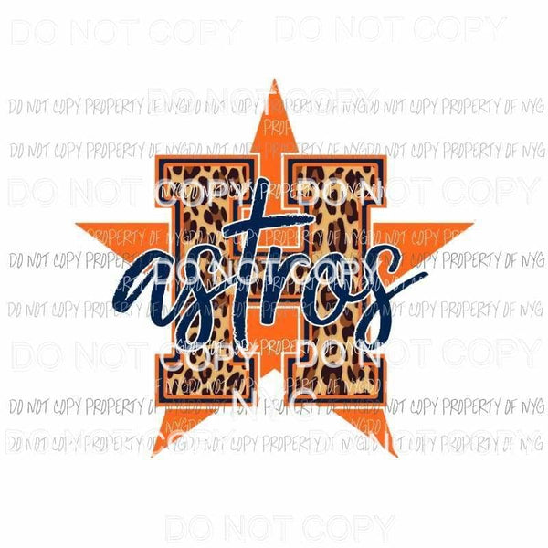 Houston Astros leopard H orange star Sublimation transfers Heat Transfer
