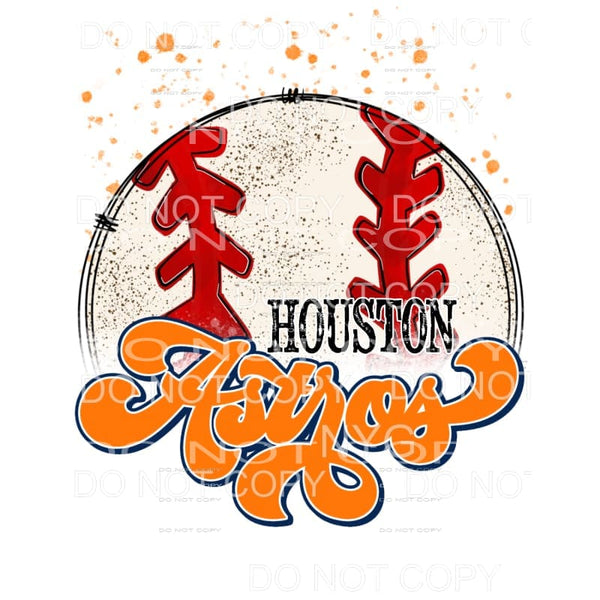 Houston Astros Orange Blue Large Baseball Orange Splatter 