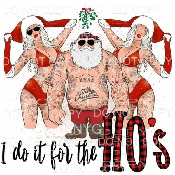 I Do It For The Ho’s Red Buffalo Plaid Tattooed Santa Sexy 
