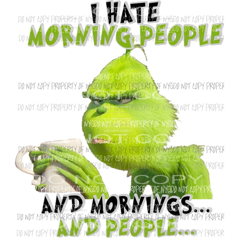 Tazza Grinch Umoristica Bianca | I Hate Morning People And Mornings And People | Capacità 0,33L | Ceramica Microonde/Lavastoviglie