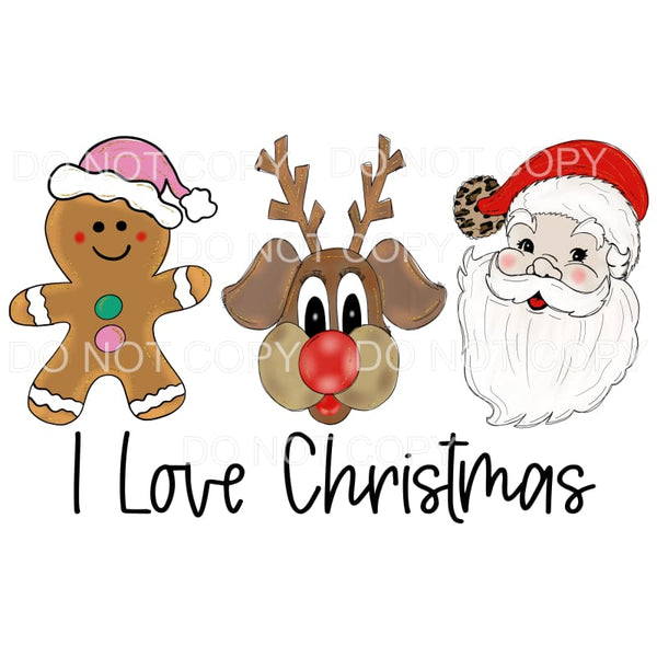 I Love Christmas Gingerbread Girl Reindeer Santa #125 