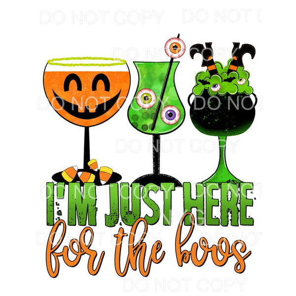 I’m Just Here For The Boos Pumpkin Cauldron Green Glasses 