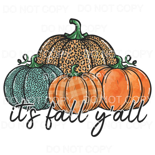 It’s Fall Y’all Orange Teal Leopard Plaid Pumpkins #834 