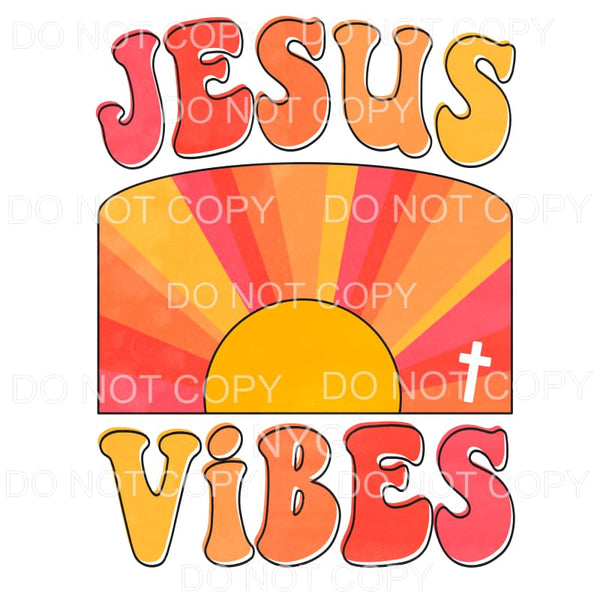 Jesus Vibes Sun Retro Sublimation transfers - Heat Transfer