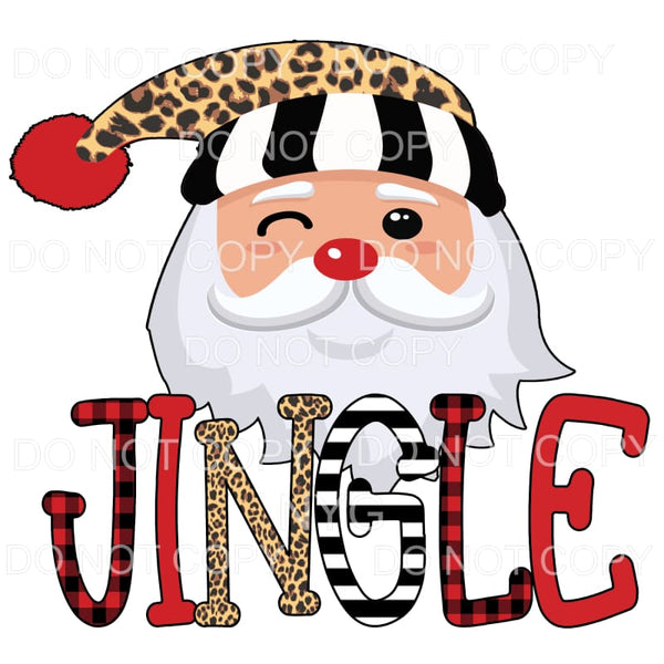 Jingle Winking Santa Leopard #113 Sublimation transfers - 