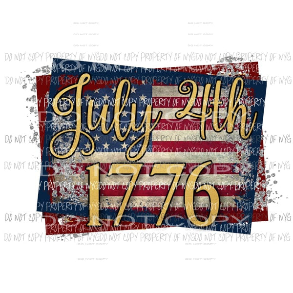 July 4th 1776 gold tone flag Sublimation transfers Heat Transfer