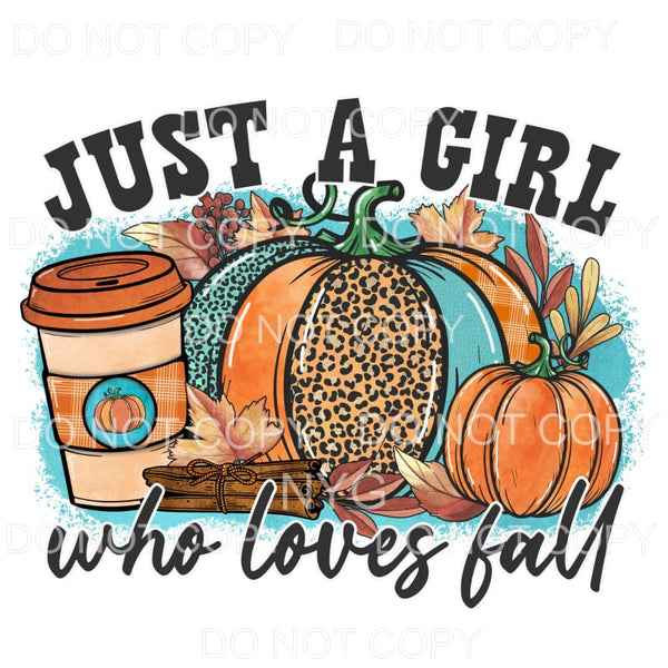 Just A Girl Who Loves Fall Leopard Teal Plaid Orange Pumpkin