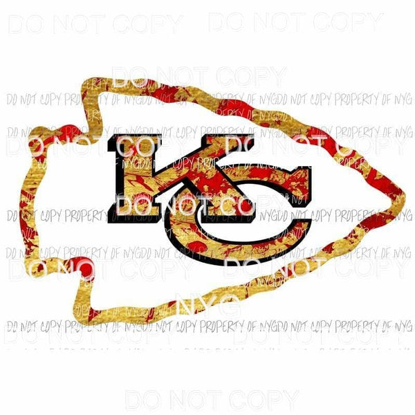 KC Chiefs Arrowhead red gold paint splatter Sublimation transfers Heat Transfer