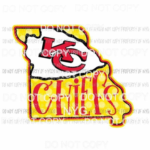 KC Chiefs state outline arrowhead red gold polka dots Sublimation transfers Heat Transfer
