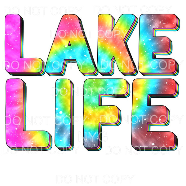 Lake Life Tie Dye Distressed Sublimation transfers - Heat 