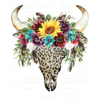 Leopard Bull Skull with Flowers # 4 Sublimation transfers - 
