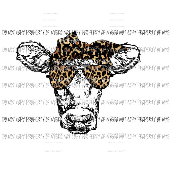 Leopard Cow with Glasses Sublimation transfers Heat Transfer