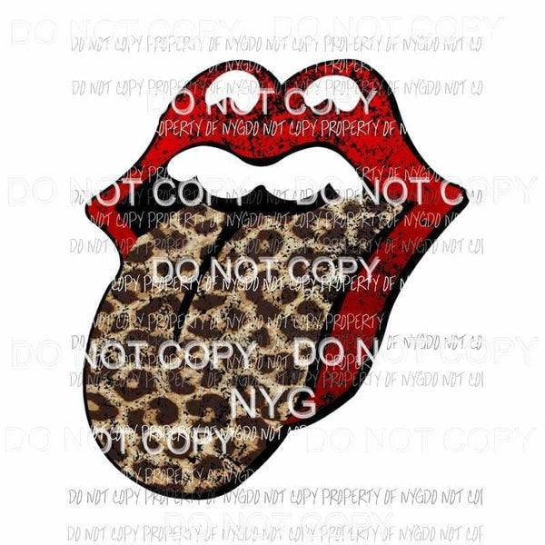 Leopard grunge tongue rolling stones lips Sublimation transfers Heat Transfer