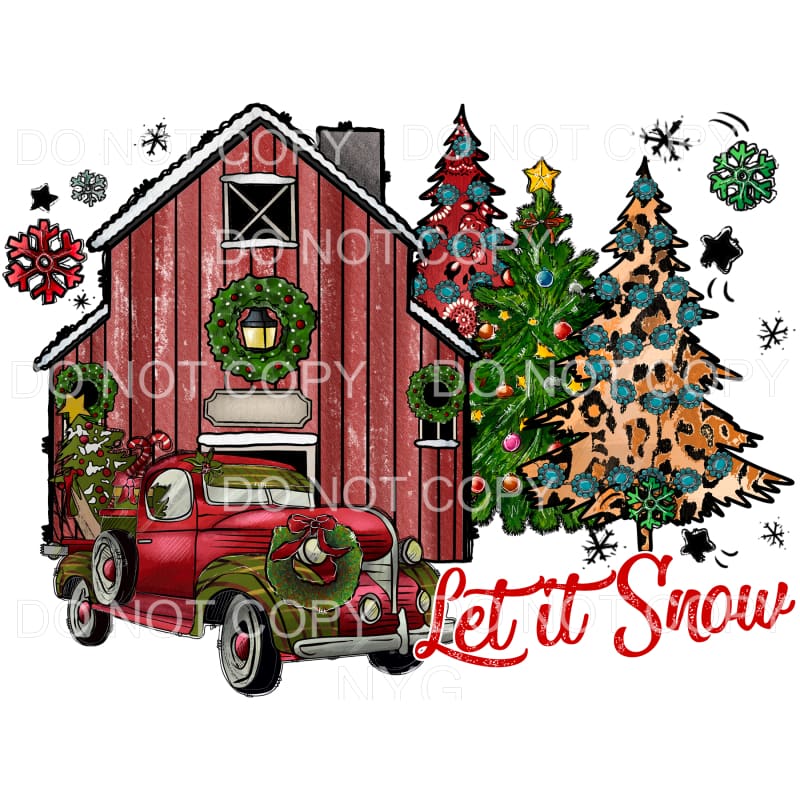 martodesigns Let it snow Christmas Farm truck 8239