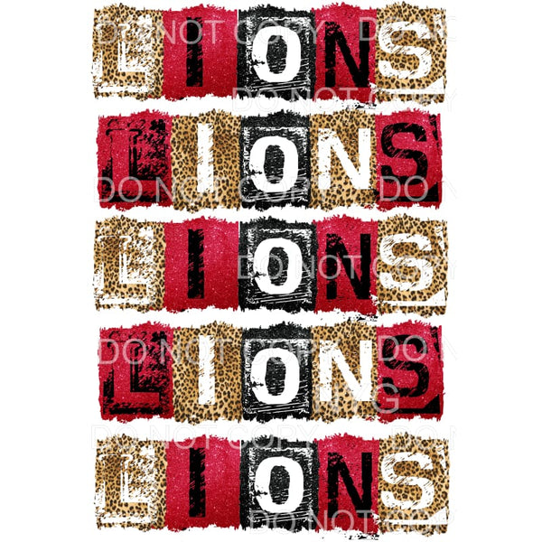 LIONS RED BLACK BLOCK # 4012 Sublimation transfers - Heat 