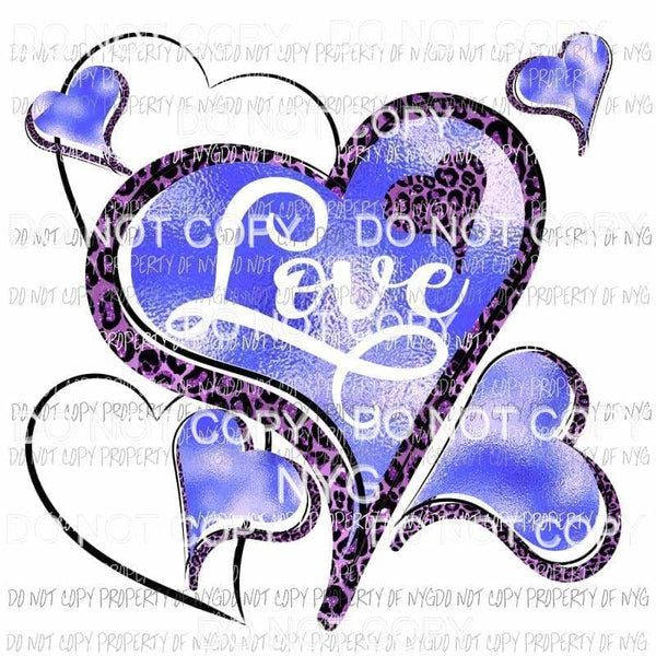Love #5 purple leopard blue heart Sublimation transfers Heat Transfer