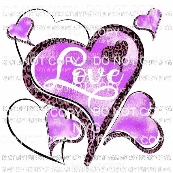 Love #6 leopard purple heart Sublimation transfers Heat Transfer