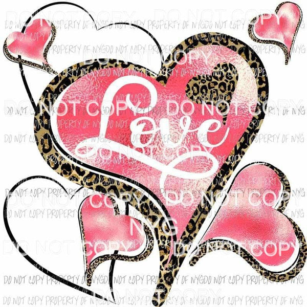Love #7 brown leopard pink heart Sublimation transfers Heat Transfer