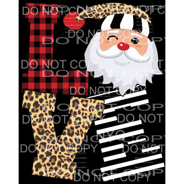 Love Santa Red Buffalo Plaid Leopard Stacked Letters #114 