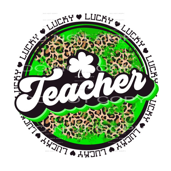 Lucky Teacher Clover Leopard Circle St Patricks Day #2536 