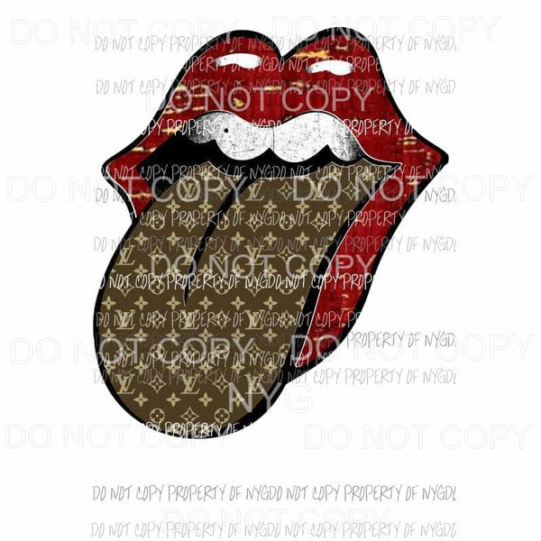 LV Rollings Stones lips #6 distressed louis vuitton brown Sublimation transfers Heat Transfer