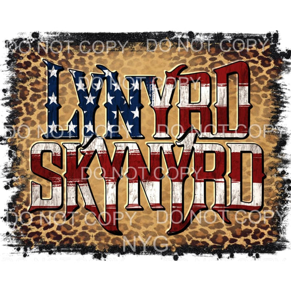 Lynyrd Skynyrd Red White Blue Flag Letters Leopard 