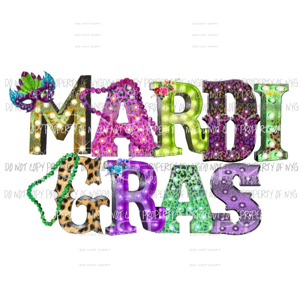 Mardi Gras #1 mask bead Sublimation transfers Heat Transfer