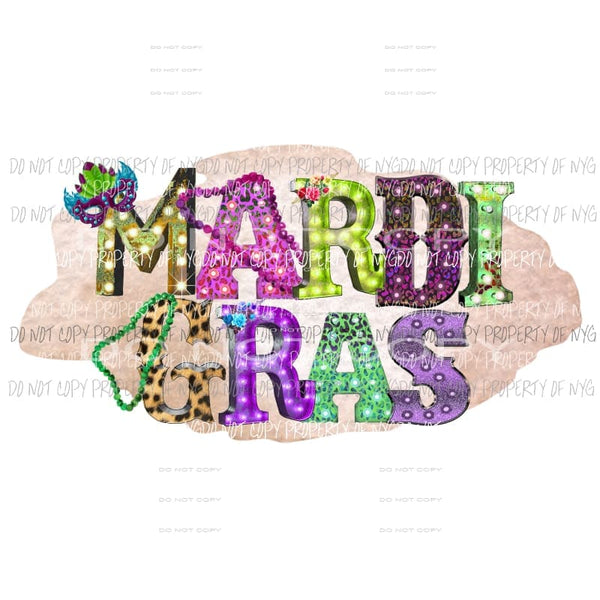 Mardi Gras #2 mask bead Sublimation transfers Heat Transfer