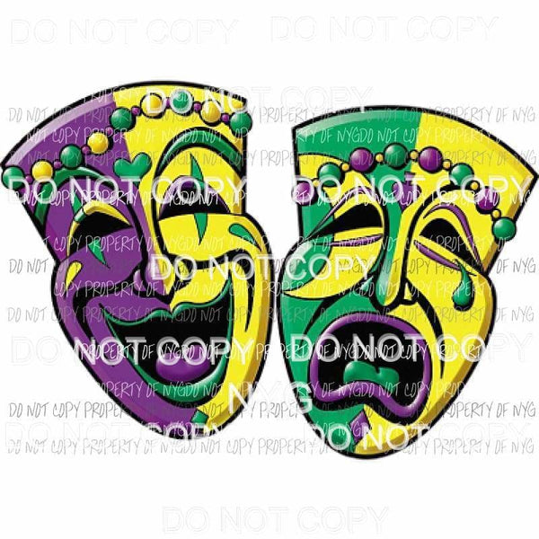 Mardi Gras Masks New Orleans purple gold green Sublimation transfers Heat Transfer