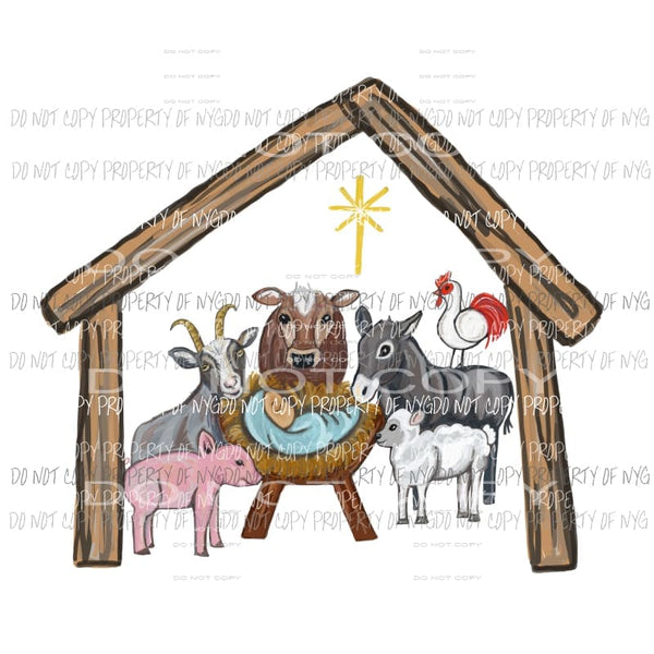 Nativity with Manger #10 animals Sublimation transfers Heat Transfer