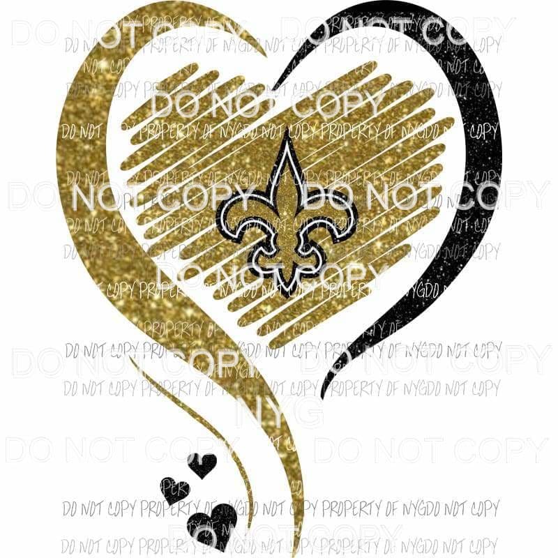 martodesigns New Orleans Saints heart gold black glitter