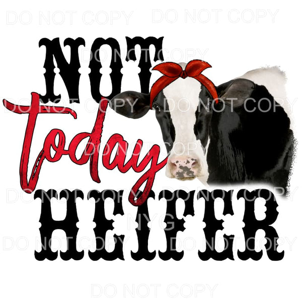 Not Today Heifer Black White Cow Sublimation transfers - 