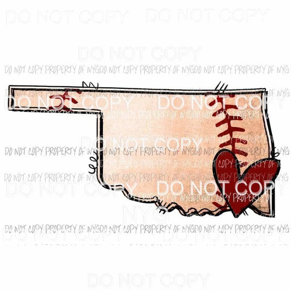 Oklahoma Baseball state outline red heart Sublimation transfers Heat Transfer