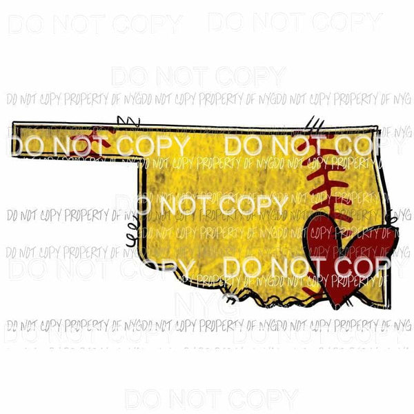 Oklahoma Softball state outline red heart Sublimation transfers Heat Transfer