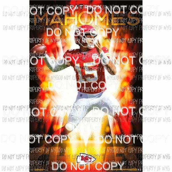 Patrick Mahomes Kansas City Chiefs flames picture poster Sublimation transfers Heat Transfer
