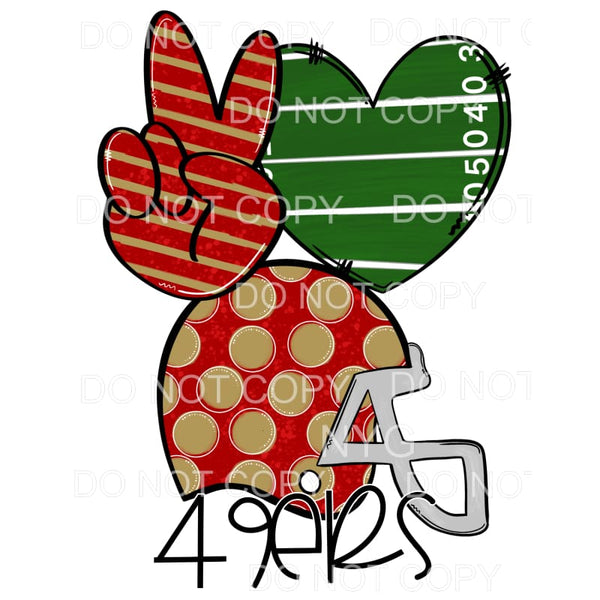 Peace Love 49ers Football Helmet Field Heart Stripes Polka 