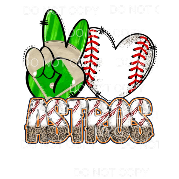 Peace Love Astros Baseball Orange Blue Leopard Houston #1423