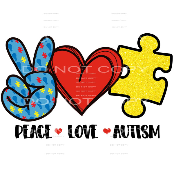 peace love autism #6250 Sublimation transfers - Heat 