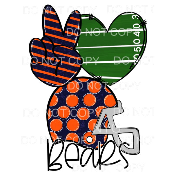Peace Love Bears Football Helmet Field Heart Stripes Polka 
