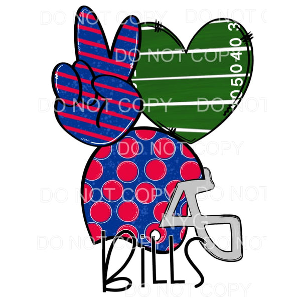 Peace Love Bills Football Helmet Field Heart Stripes Polka 