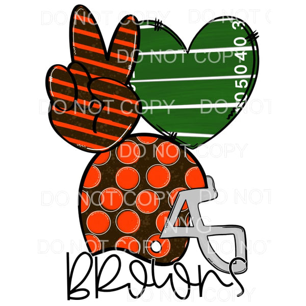 Peace Love Browns Football Helmet Field Heart Stripes Polka 