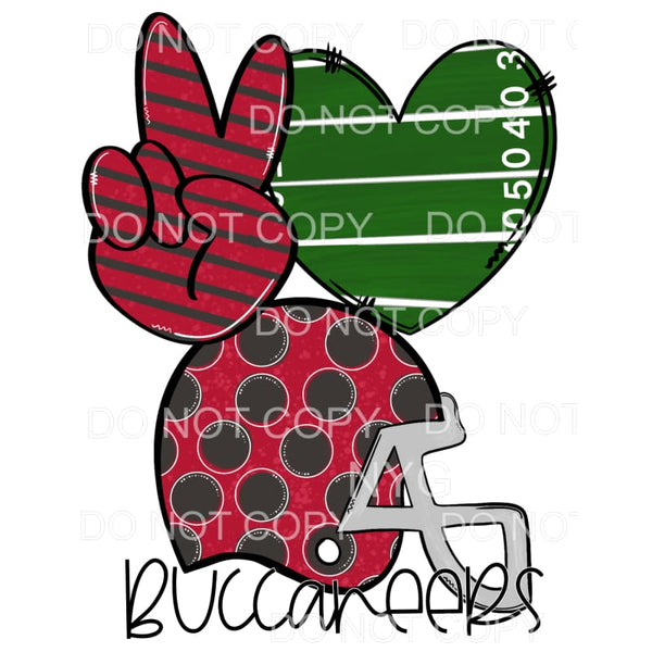 Peace Love Buccaneers Football Helmet Field Heart Stripes 