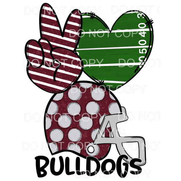 Peace Love Bulldogs Football Helmet Maroon Mississippi State