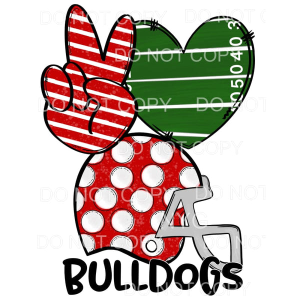 Peace Love Bulldogs Football Helmet Red Georgia #276 