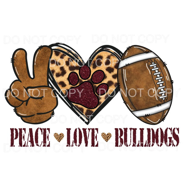 Peace Love Bulldogs Football Maroon Leopard Mississippi #21 