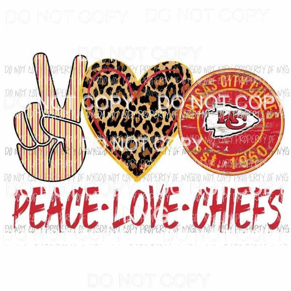 Peace Love Chiefs #1 leopard KC Kansas City emblem Sublimation transfers Heat Transfer