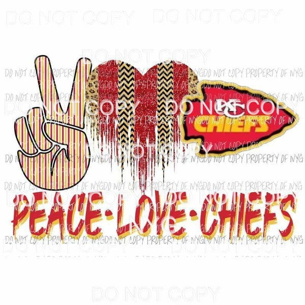 Peace Love Chiefs #2 red leopard stripes heart KC Kansas City arrowhead Sublimation transfers Heat Transfer